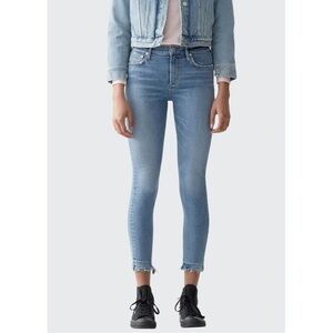 Agolde Sophie High-Rise Cropped Skinny Jeans with Chewed Hem Size 24
